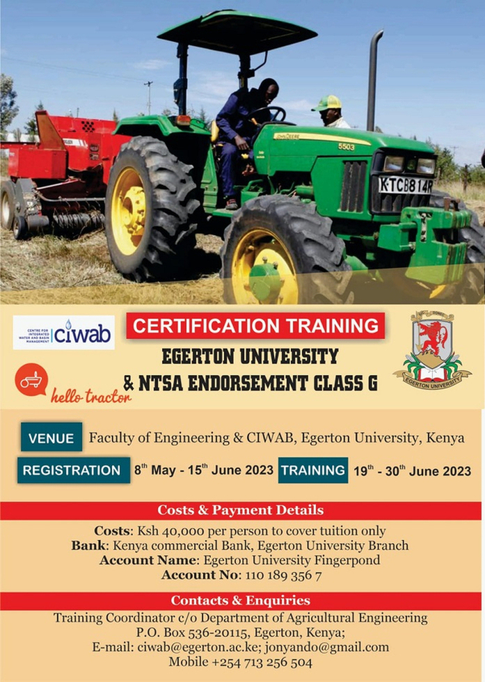 CERTIFICATION TRAINING-Egerton University and NTSA Endorsement Class G